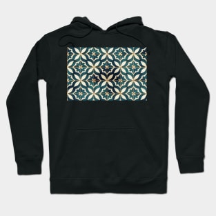 Moroccan Tile Pattern Teal and White Hoodie